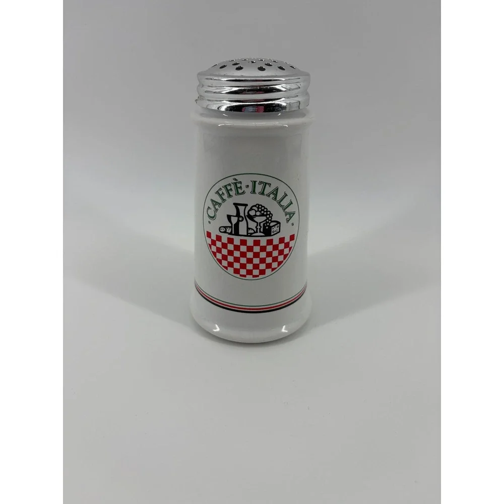 Vintage Himark Caffe Italia Ceramic Cheese‎ Shaker Retro Pizzeria White Red